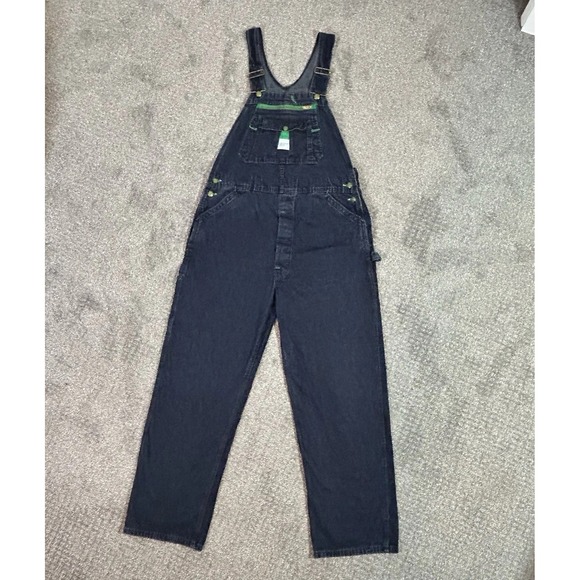 liberty Other - Liberty Overalls Men's 38x31 Dark Denim Bib Carpenter Green Stitch Zip Pocket